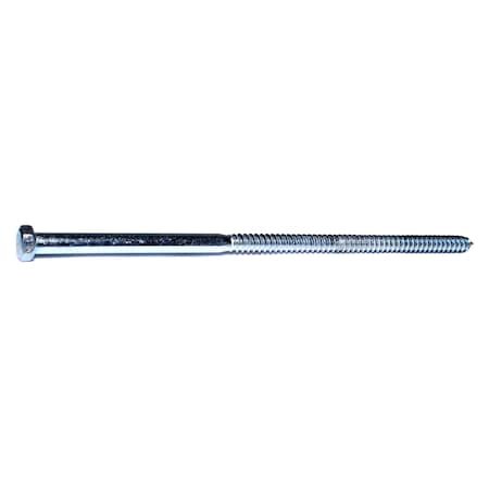Midwest Fastener Lag Screw, 5/8 in, 16 in, Steel, Zinc Plated Hex Hex Drive, 10 PK 09862